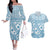 Blue Bula Fiji Couples Matching Off The Shoulder Long Sleeve Dress and Hawaiian Shirt Unique Masi Tapa Pattern