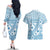 Blue Bula Fiji Couples Matching Off The Shoulder Long Sleeve Dress and Hawaiian Shirt Unique Masi Tapa Pattern