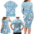 Blue Bula Fiji Family Matching Long Sleeve Bodycon Dress and Hawaiian Shirt Unique Masi Tapa Pattern