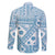 Blue Bula Fiji Family Matching Long Sleeve Bodycon Dress and Hawaiian Shirt Unique Masi Tapa Pattern