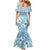 Blue Bula Fiji Family Matching Mermaid Dress and Hawaiian Shirt Unique Masi Tapa Pattern