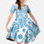 Blue Bula Fiji Family Matching Off The Shoulder Long Sleeve Dress and Hawaiian Shirt Unique Masi Tapa Pattern