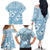 Blue Bula Fiji Family Matching Off The Shoulder Long Sleeve Dress and Hawaiian Shirt Unique Masi Tapa Pattern