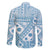 Blue Bula Fiji Family Matching Off The Shoulder Long Sleeve Dress and Hawaiian Shirt Unique Masi Tapa Pattern