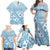 Blue Bula Fiji Family Matching Off Shoulder Maxi Dress and Hawaiian Shirt Unique Masi Tapa Pattern