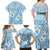 Blue Bula Fiji Family Matching Off Shoulder Maxi Dress and Hawaiian Shirt Unique Masi Tapa Pattern