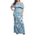 Blue Bula Fiji Family Matching Off Shoulder Maxi Dress and Hawaiian Shirt Unique Masi Tapa Pattern