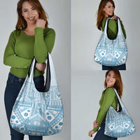 Blue Bula Fiji Grocery Bag Unique Masi Tapa Pattern LT14 - Polynesian Pride