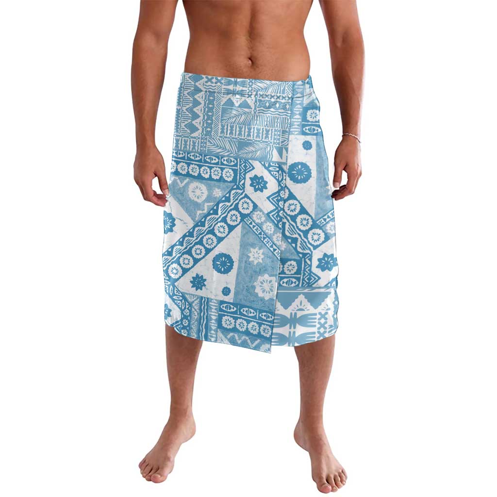 Blue Bula Fiji Lavalava Unique Masi Tapa Pattern LT14 Blue - Polynesian Pride