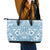 Blue Bula Fiji Leather Tote Bag Unique Masi Tapa Pattern