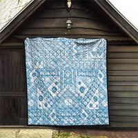 Blue Bula Fiji Quilt Unique Masi Tapa Pattern LT14 - Polynesian Pride