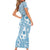 Blue Bula Fiji Short Sleeve Bodycon Dress Unique Masi Tapa Pattern