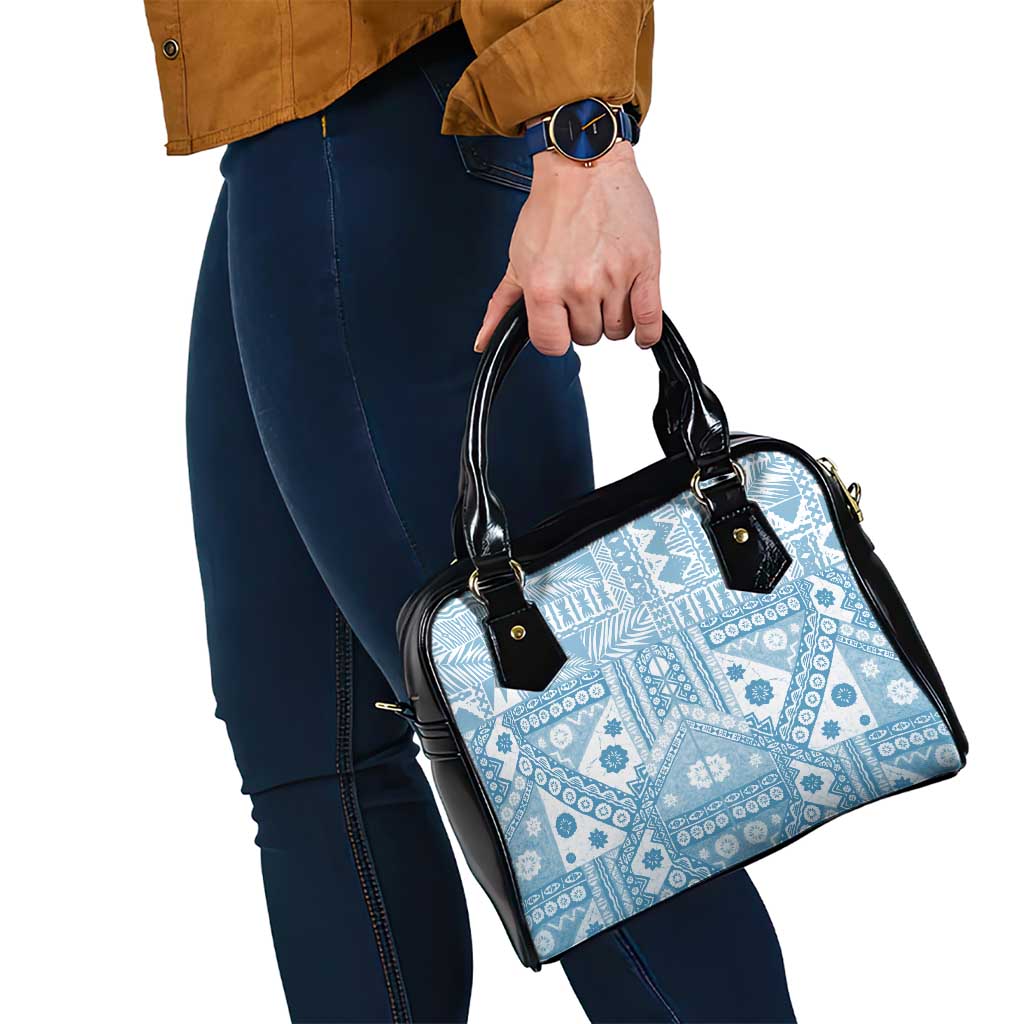 Blue Bula Fiji Shoulder Handbag Unique Masi Tapa Pattern LT14 - Polynesian Pride