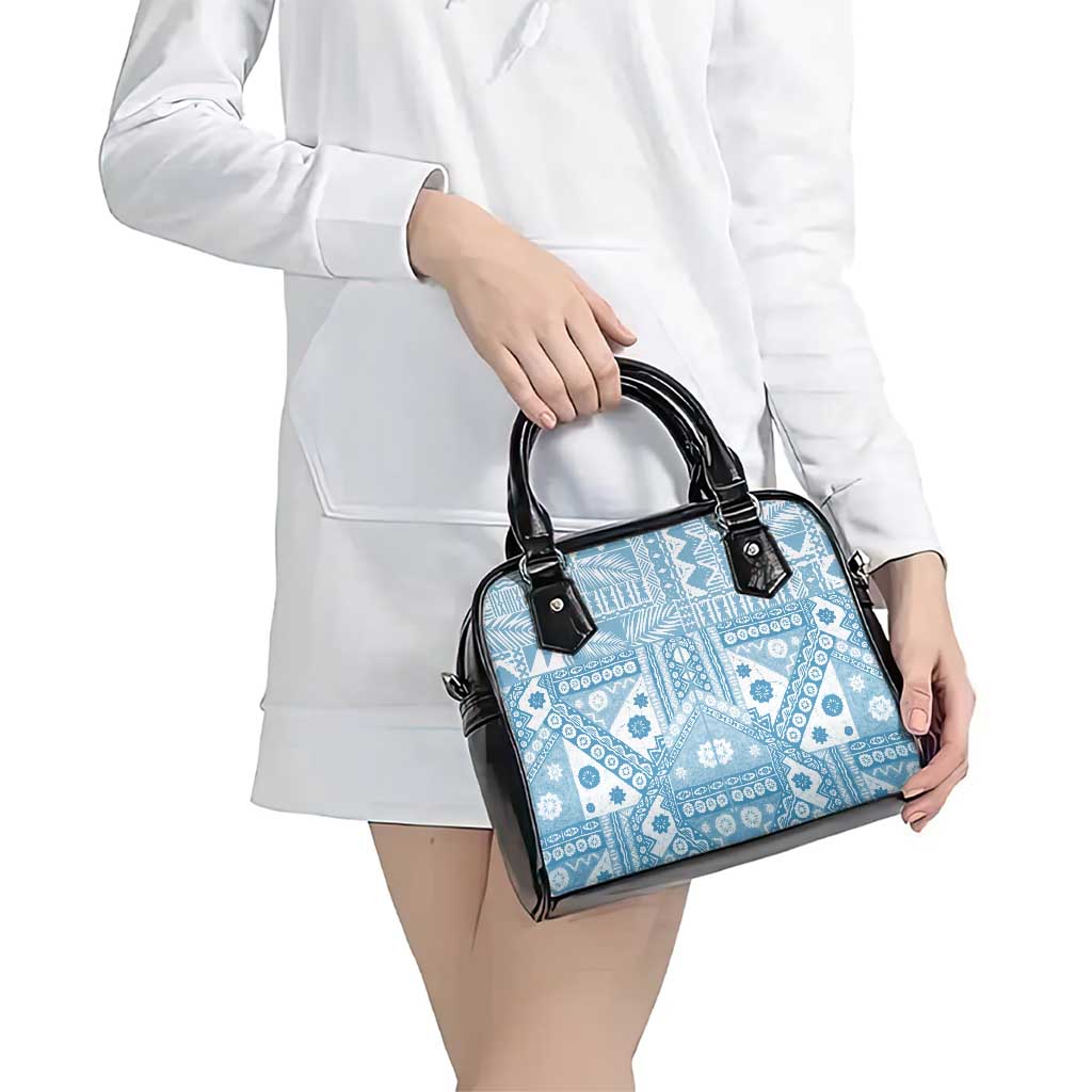 Blue Bula Fiji Shoulder Handbag Unique Masi Tapa Pattern LT14 - Polynesian Pride