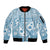 Blue Bula Fiji Sleeve Zip Bomber Jacket Unique Masi Tapa Pattern