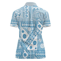 Blue Bula Fiji Women Polo Shirt Unique Masi Tapa Pattern LT14 - Polynesian Pride