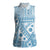 Blue Bula Fiji Women Sleeveless Polo Shirt Unique Masi Tapa Pattern