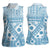 Blue Bula Fiji Women Sleeveless Polo Shirt Unique Masi Tapa Pattern