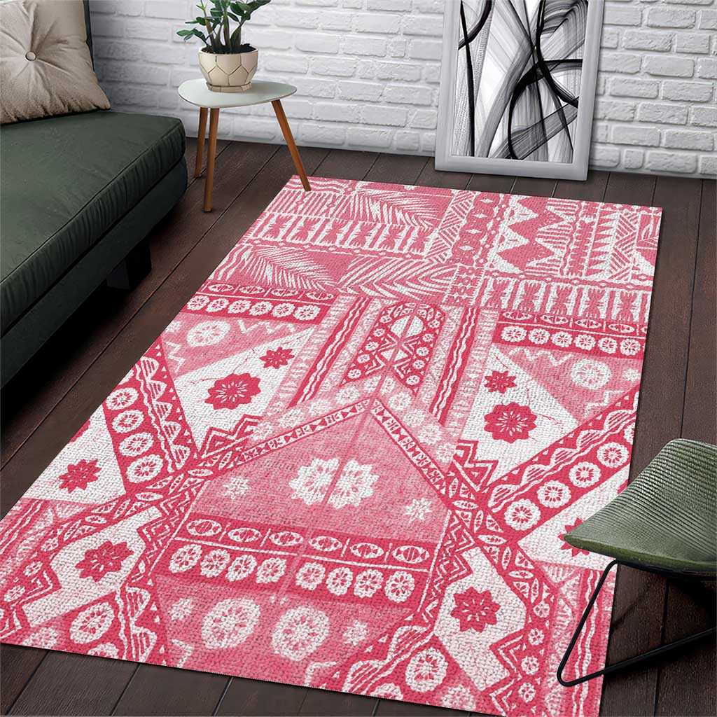 Pink Bula Fiji Area Rug Unique Masi Tapa Pattern LT14 Pink - Polynesian Pride