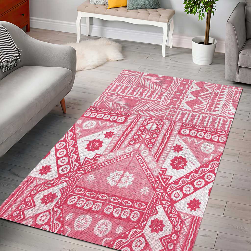 Pink Bula Fiji Area Rug Unique Masi Tapa Pattern LT14 - Polynesian Pride