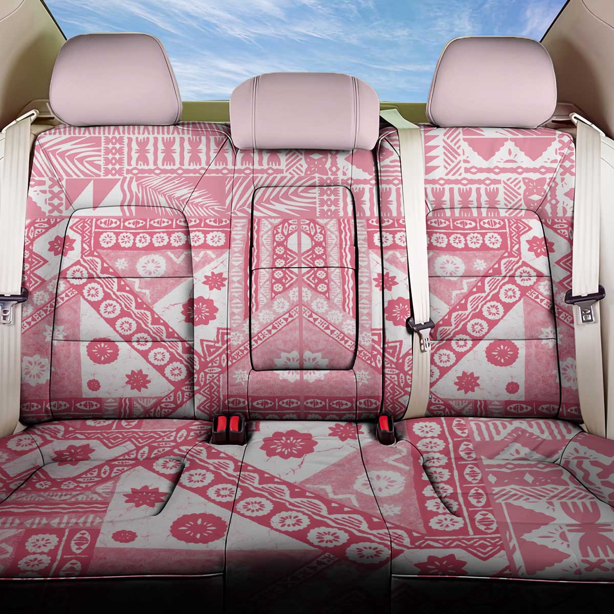 Pink Bula Fiji Back Car Seat Cover Unique Masi Tapa Pattern LT14 One Size Pink - Polynesian Pride