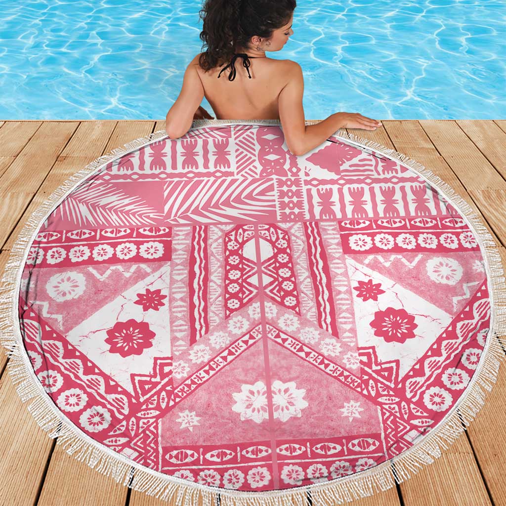 Pink Bula Fiji Beach Blanket Unique Masi Tapa Pattern LT14 - Polynesian Pride