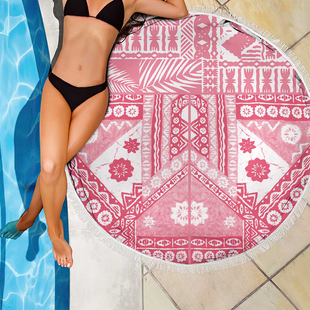 Pink Bula Fiji Beach Blanket Unique Masi Tapa Pattern LT14 - Polynesian Pride