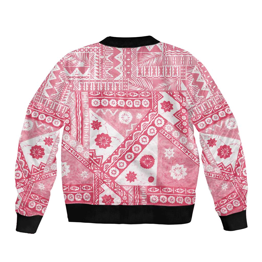 Pink Bula Fiji Bomber Jacket Unique Masi Tapa Pattern LT14 - Polynesian Pride