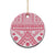 Pink Bula Fiji Ceramic Ornament Unique Masi Tapa Pattern