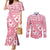 Pink Bula Fiji Couples Matching Mermaid Dress and Long Sleeve Button Shirt Unique Masi Tapa Pattern