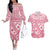 Pink Bula Fiji Couples Matching Off The Shoulder Long Sleeve Dress and Hawaiian Shirt Unique Masi Tapa Pattern