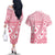 Pink Bula Fiji Couples Matching Off The Shoulder Long Sleeve Dress and Hawaiian Shirt Unique Masi Tapa Pattern