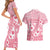 Pink Bula Fiji Couples Matching Short Sleeve Bodycon Dress and Hawaiian Shirt Unique Masi Tapa Pattern