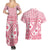 Pink Bula Fiji Couples Matching Summer Maxi Dress and Hawaiian Shirt Unique Masi Tapa Pattern