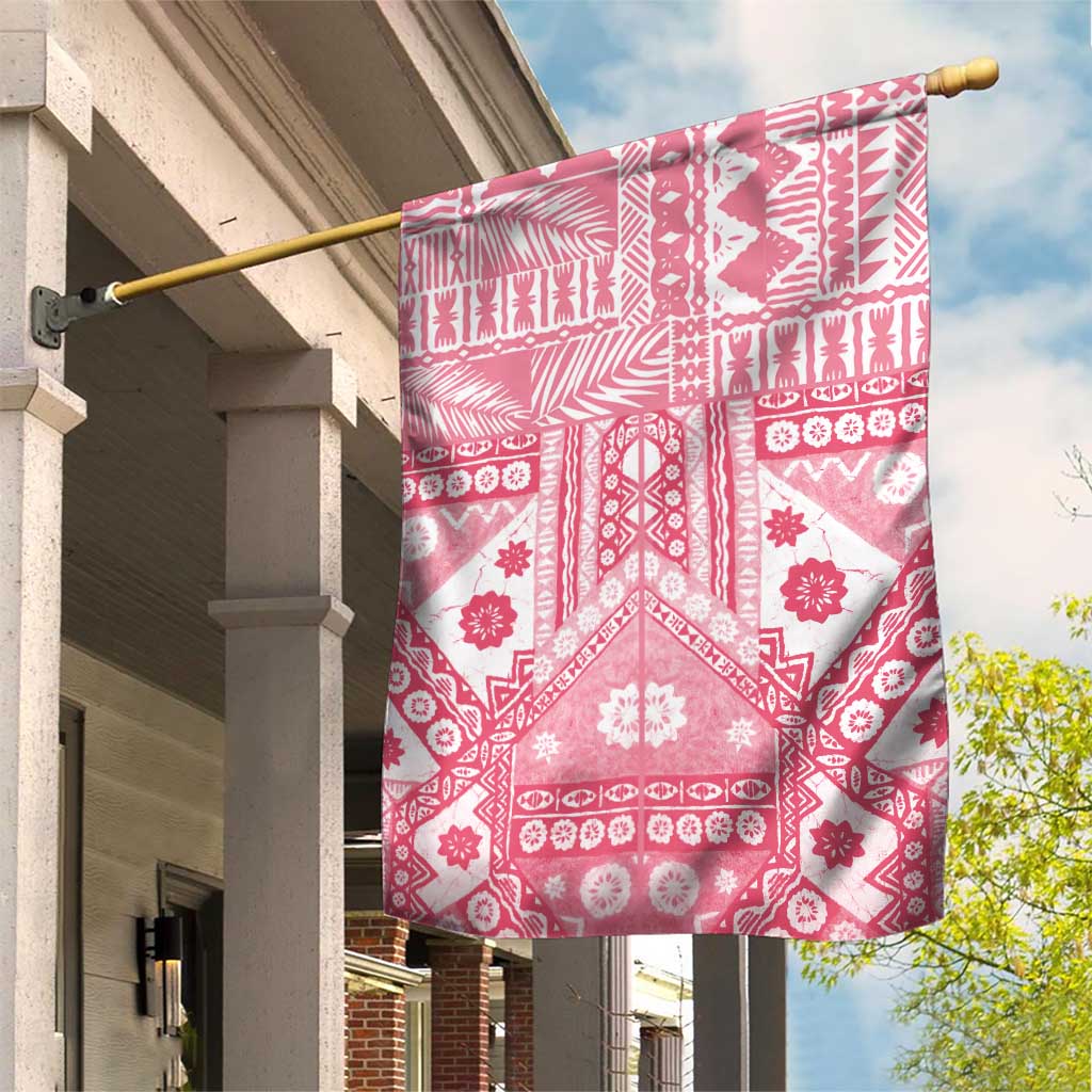 Pink Bula Fiji Garden Flag Unique Masi Tapa Pattern LT14 House Flag Pink - Polynesian Pride