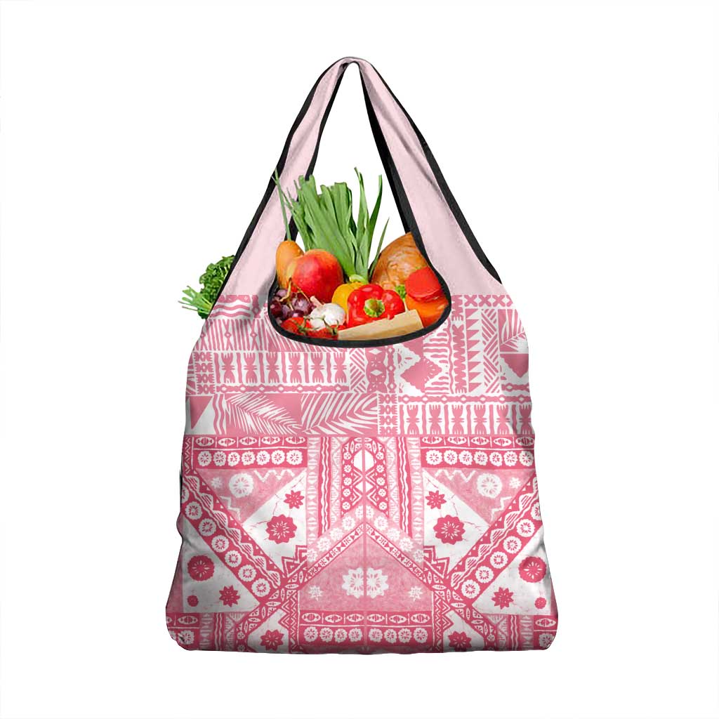 Pink Bula Fiji Grocery Bag Unique Masi Tapa Pattern LT14 1-pack One Size Pink - Polynesian Pride