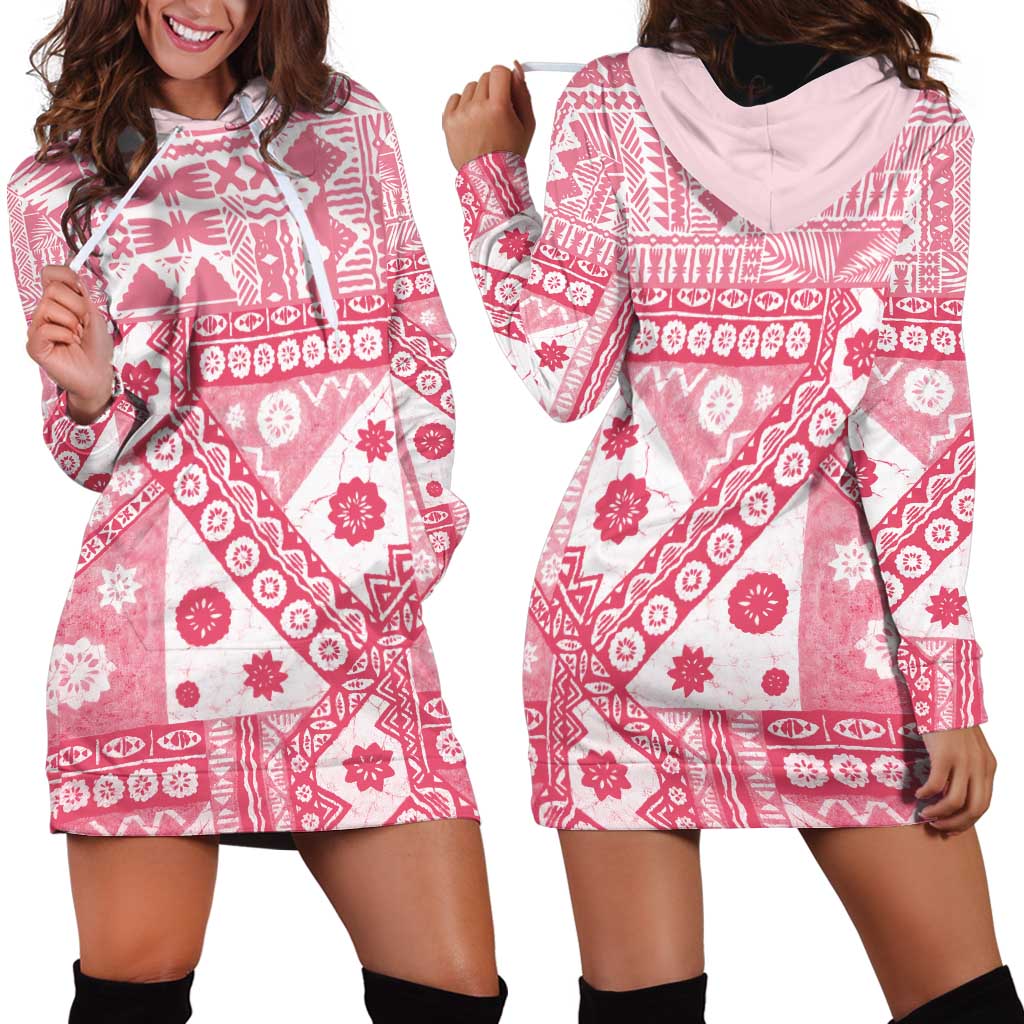 Pink Bula Fiji Hoodie Dress Unique Masi Tapa Pattern LT14 - Polynesian Pride
