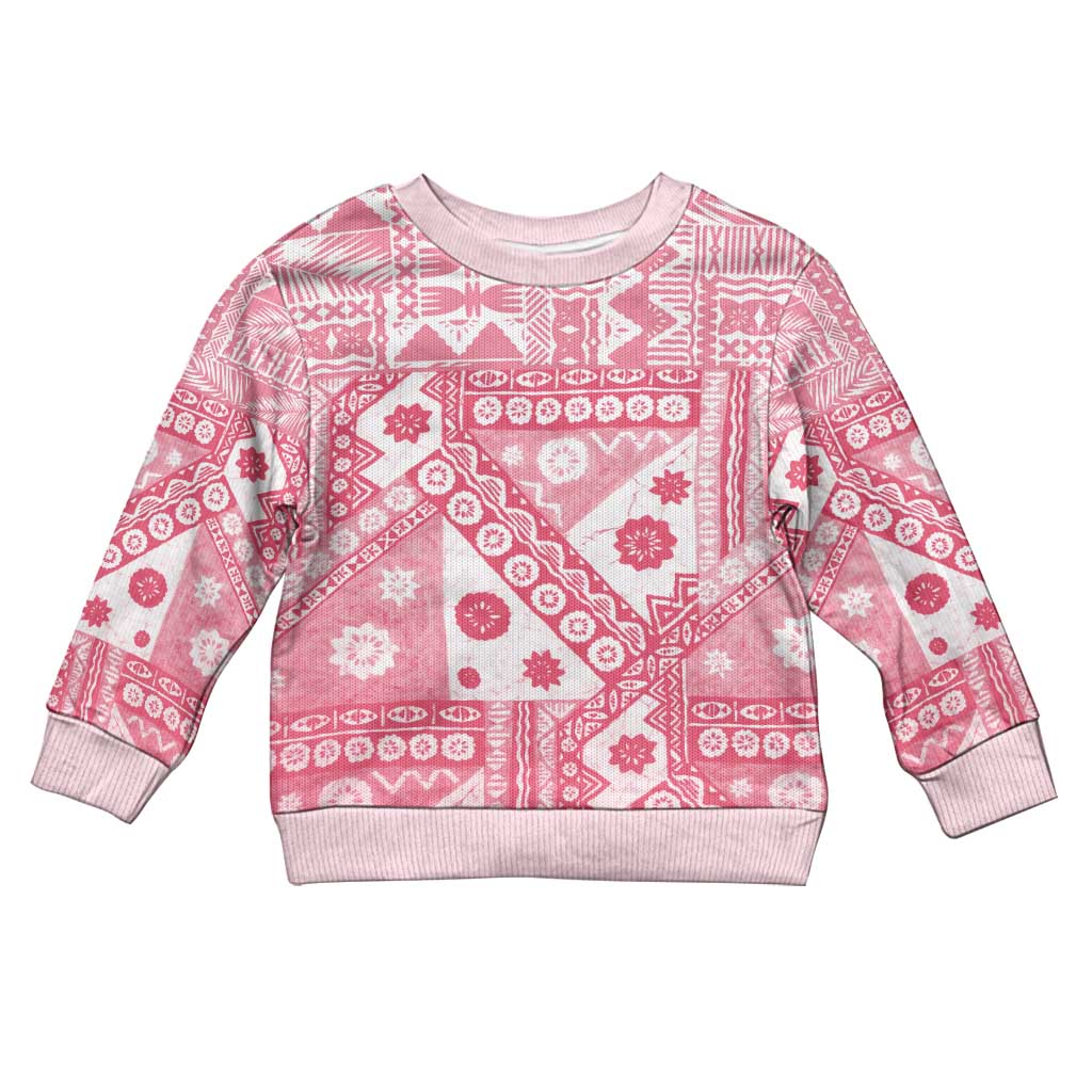 Pink Bula Fiji Kid Ugly Christmas Sweater Unique Masi Tapa Pattern LT14 Kid Pink - Polynesian Pride