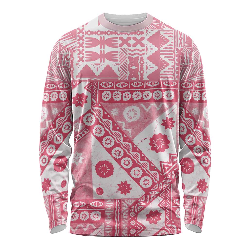 Pink Bula Fiji Long Sleeve Shirt Unique Masi Tapa Pattern LT14 Unisex Pink - Polynesian Pride