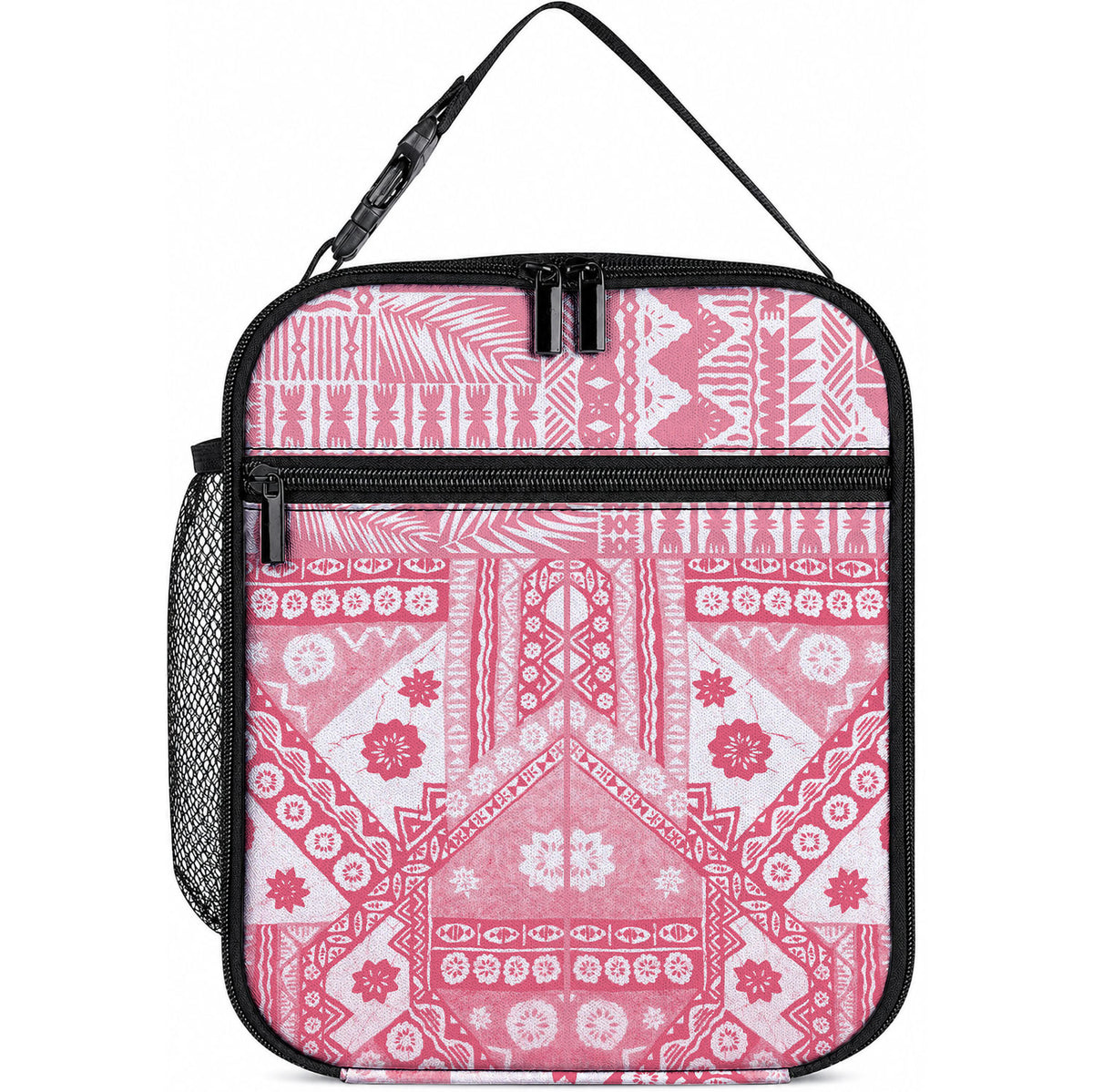 Pink Bula Fiji Lunch Bag Unique Masi Tapa Pattern LT14 10.2 × 8.3 × 4.3 inch Pink - Polynesian Pride
