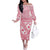 Pink Bula Fiji Off The Shoulder Long Sleeve Dress Unique Masi Tapa Pattern