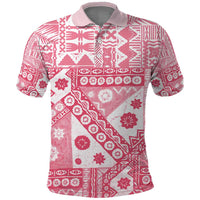 Pink Bula Fiji Polo Shirt Unique Masi Tapa Pattern LT14 Pink - Polynesian Pride
