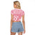 Pink Bula Fiji Raglan Cropped T Shirt Unique Masi Tapa Pattern