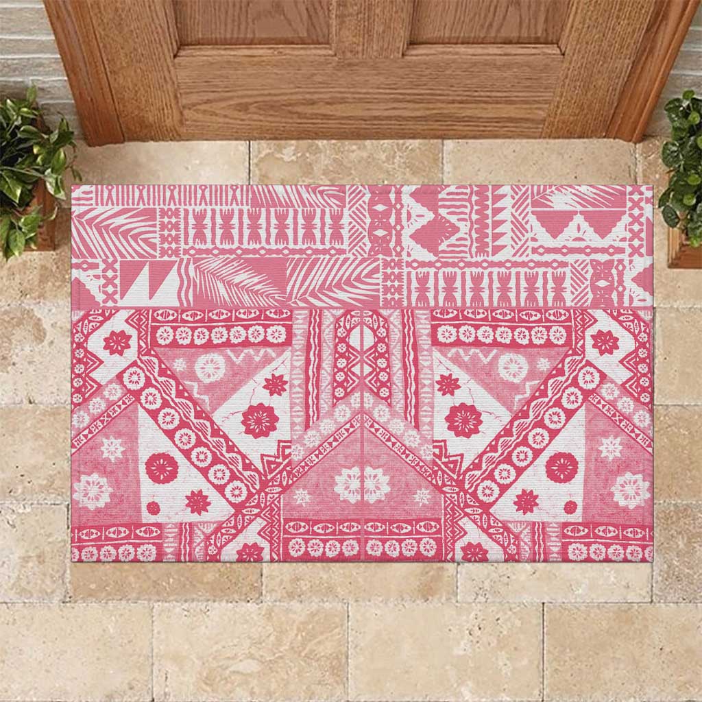 Pink Bula Fiji Rubber Doormat Unique Masi Tapa Pattern LT14 Pink - Polynesian Pride
