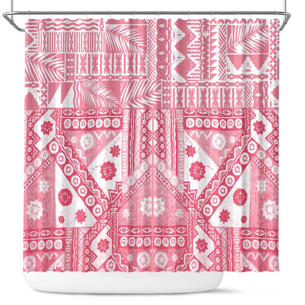 Pink Bula Fiji Shower Curtain Unique Masi Tapa Pattern LT14 Pink - Polynesian Pride