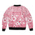 Pink Bula Fiji Sleeve Zip Bomber Jacket Unique Masi Tapa Pattern