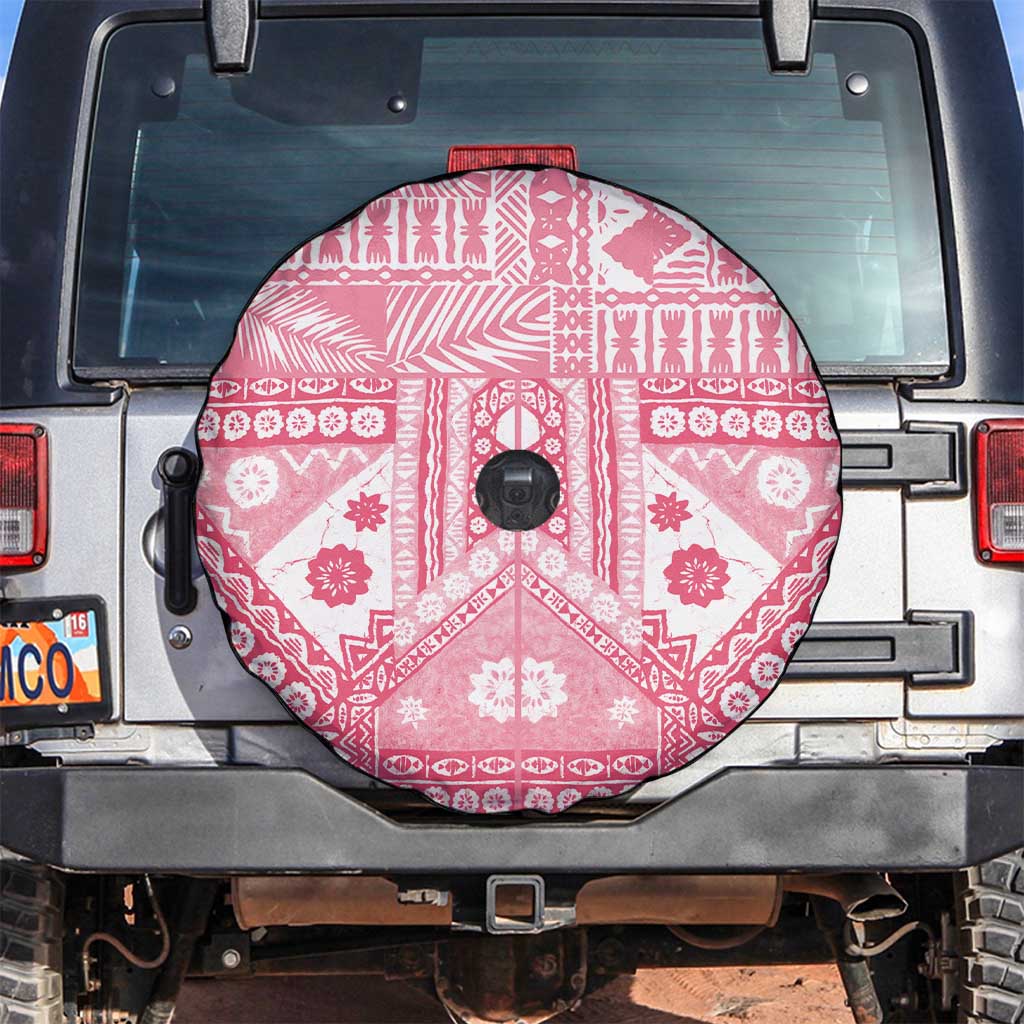 Pink Bula Fiji Spare Tire Cover Unique Masi Tapa Pattern