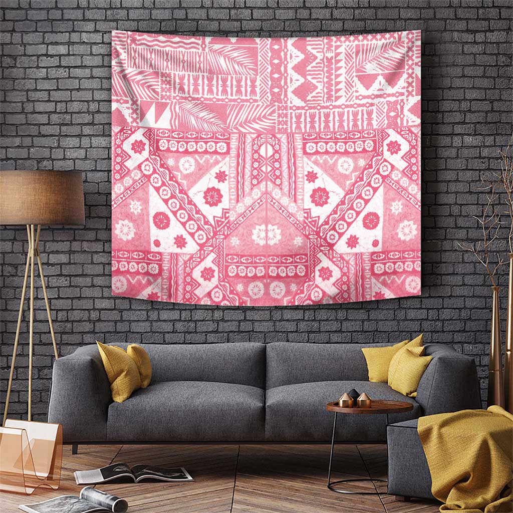 Pink Bula Fiji Tapestry Unique Masi Tapa Pattern LT14 Pink - Polynesian Pride