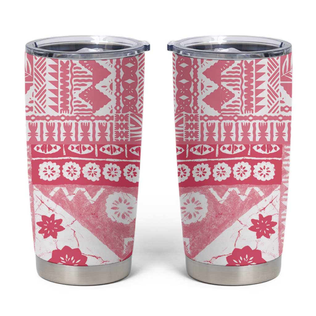 Pink Bula Fiji Tumbler Cup Unique Masi Tapa Pattern LT14 Pink - Polynesian Pride