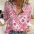 Pink Bula Fiji Women Casual Shirt Unique Masi Tapa Pattern